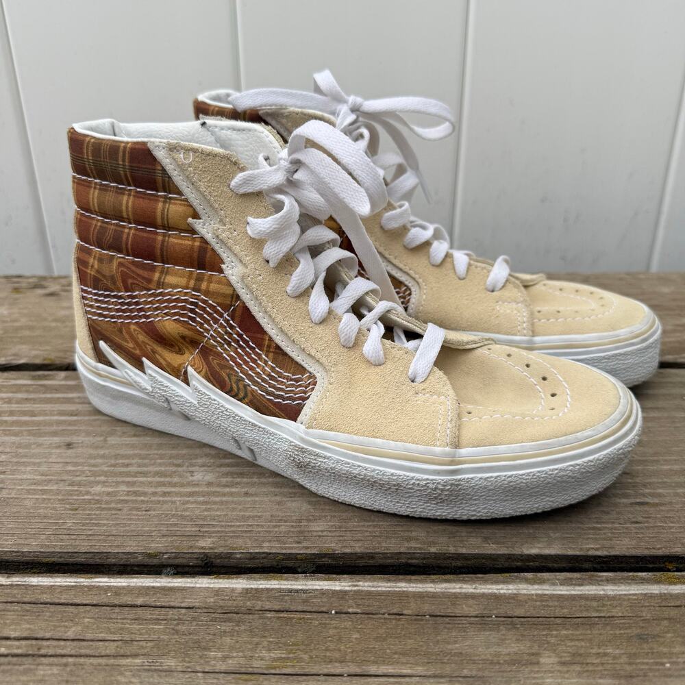 Vans M6/W7.5 Liquid Biscotti Sk8 Hi Bolt Sneakers Big Reveal Khaki 721454